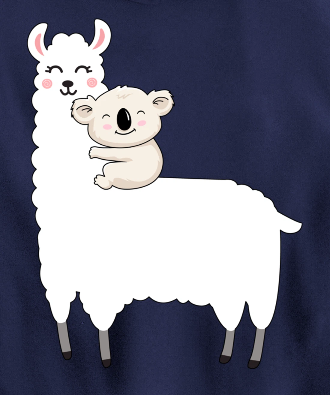 Cute Koala And Lllama Fluffy Friends Koala Riding Llama Gift Pullover Hoodie