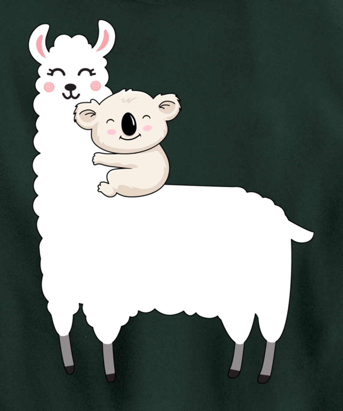 Cute Koala And Lllama Fluffy Friends Koala Riding Llama Gift Pullover Hoodie