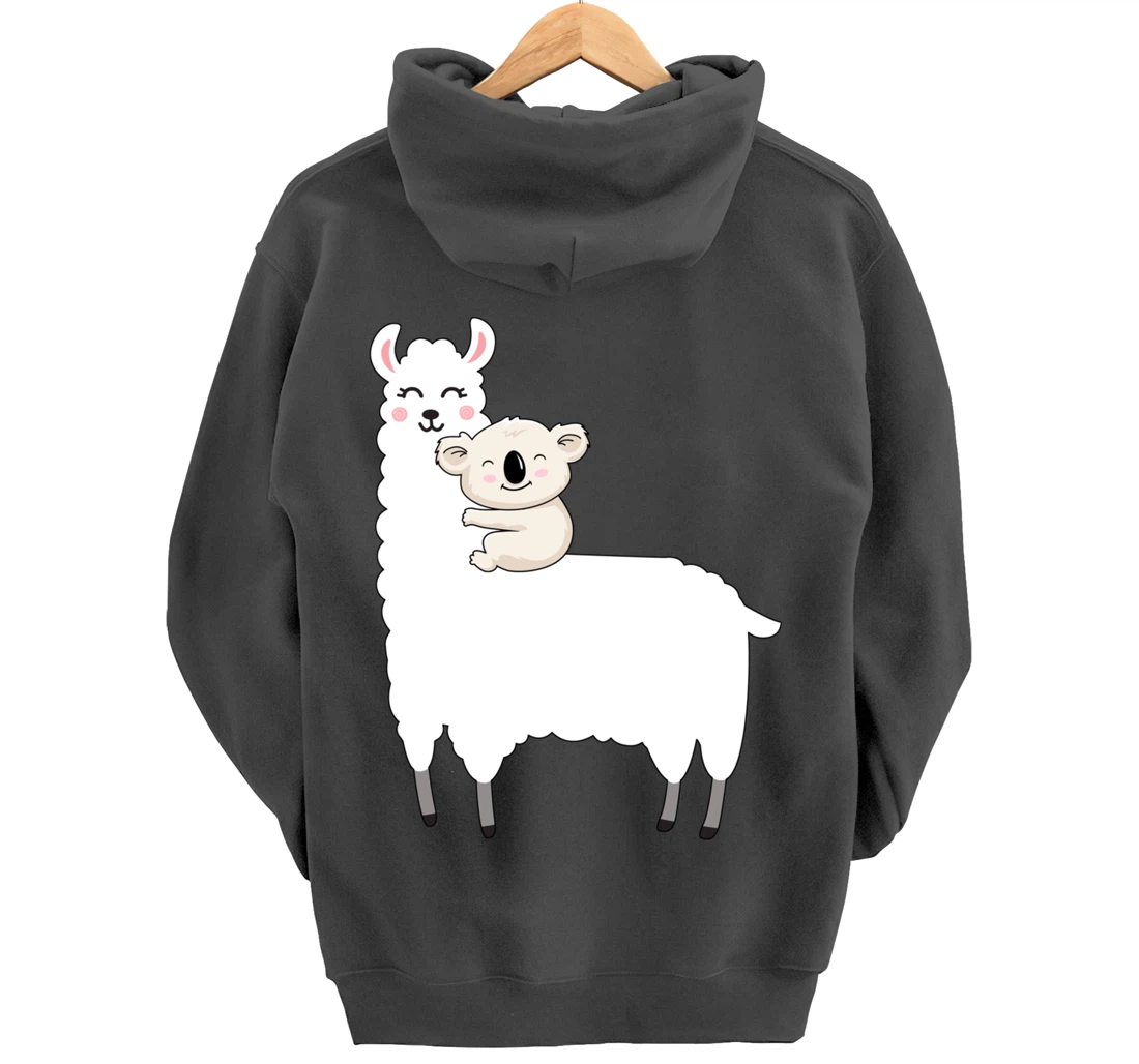 Cute Koala And Lllama Fluffy Friends Koala Riding Llama Gift Pullover Hoodie