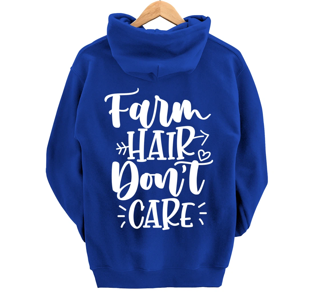 Farm Hair Don't Care Girl Wife Girlfriend Pullover Hoodie