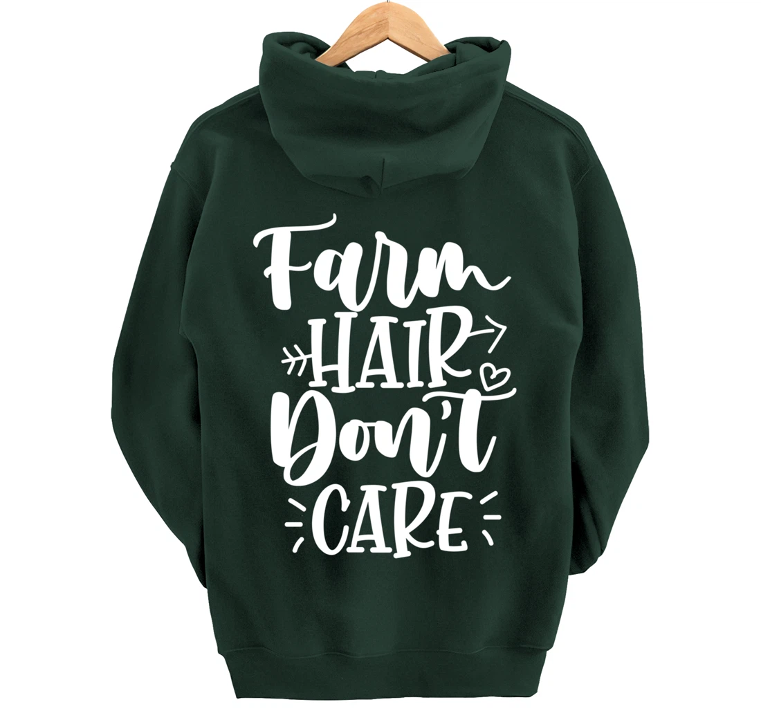 Farm Hair Don't Care Girl Wife Girlfriend Pullover Hoodie