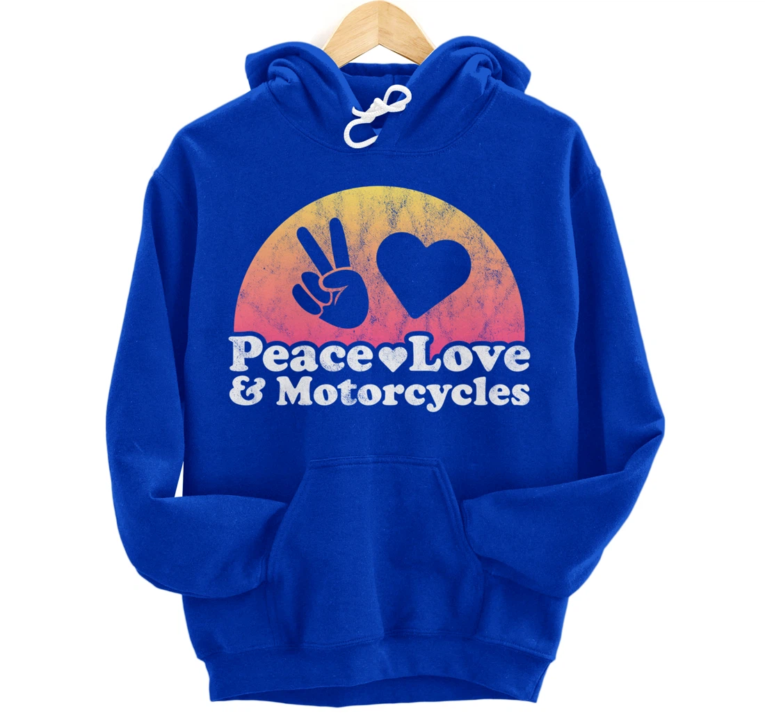 Peace Love and Motorcycles Motorcycle Pullover Hoodie