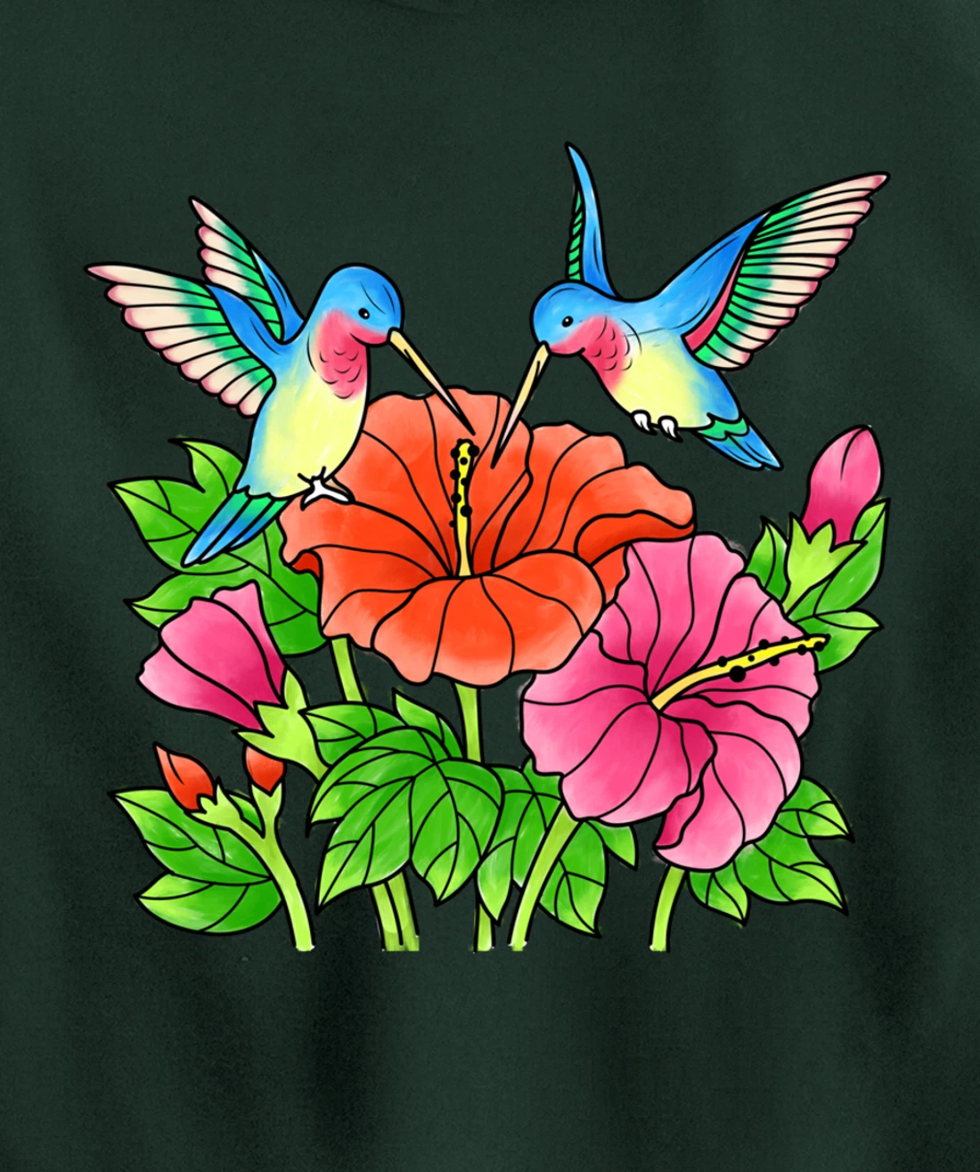 Hummingbirds Flower Women Girl Tropical Birds Exotic Flowers Pullover Hoodie