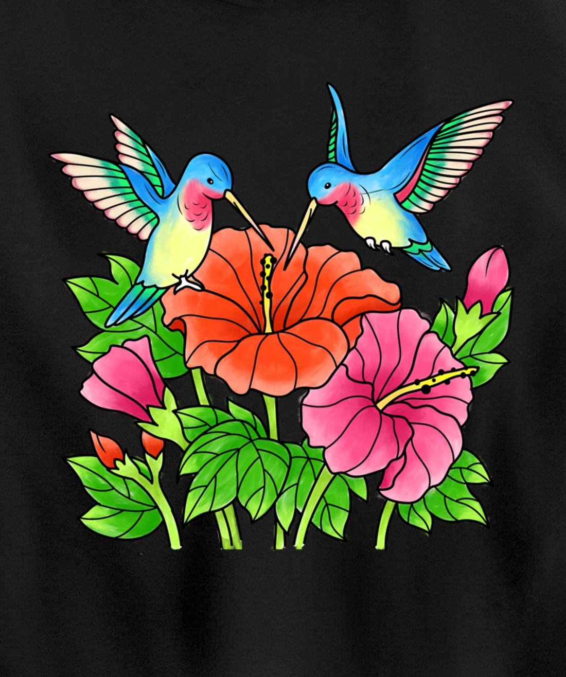 Hummingbirds Flower Women Girl Tropical Birds Exotic Flowers Pullover Hoodie