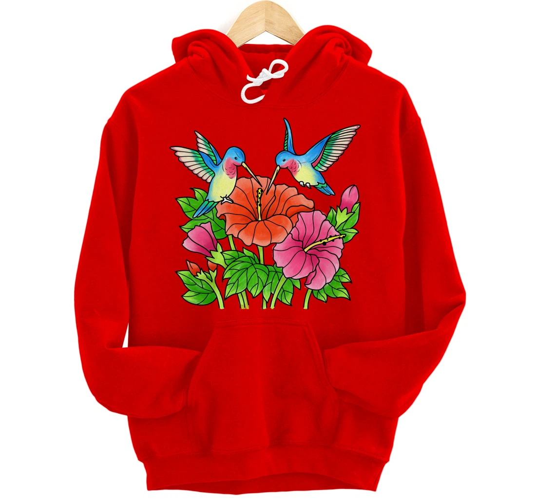 Hummingbirds Flower Women Girl Tropical Birds Exotic Flowers Pullover Hoodie