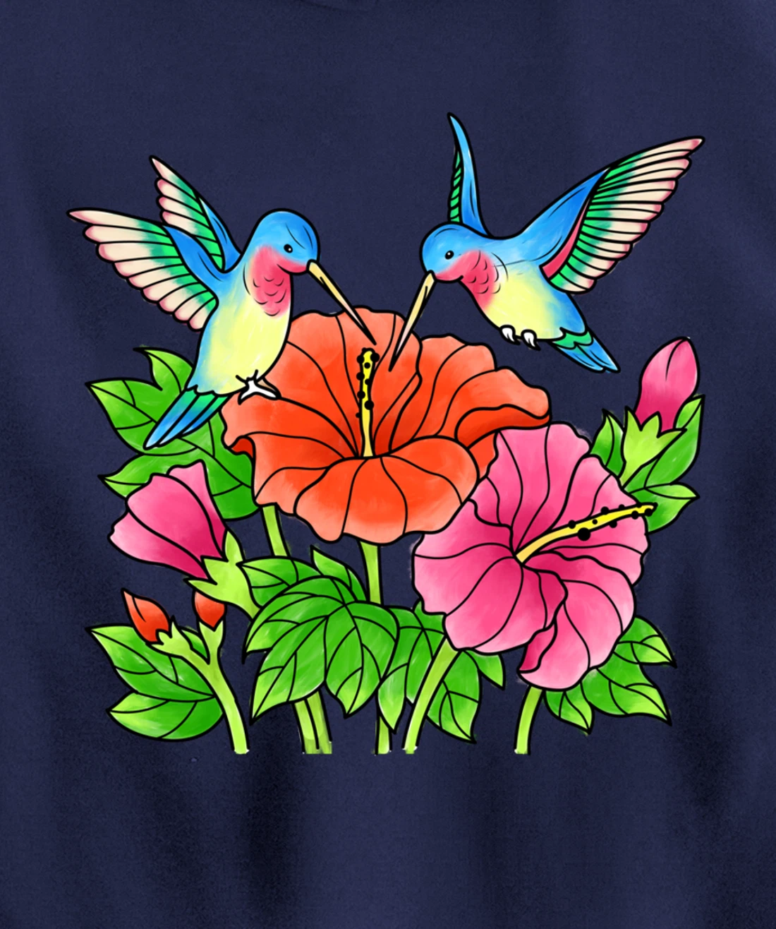 Hummingbirds Flower Women Girl Tropical Birds Exotic Flowers Pullover Hoodie