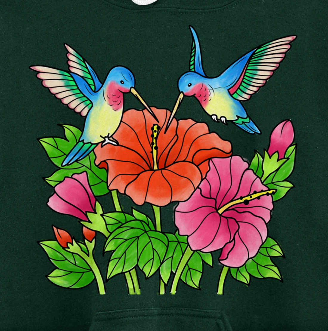 Hummingbirds Flower Women Girl Tropical Birds Exotic Flowers Pullover Hoodie