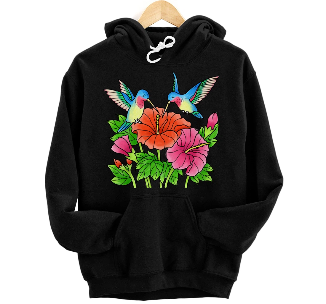 Hummingbirds Flower Women Girl Tropical Birds Exotic Flowers Pullover Hoodie