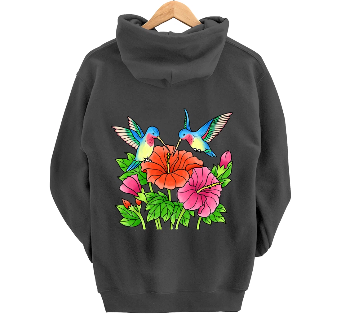 Hummingbirds Flower Women Girl Tropical Birds Exotic Flowers Pullover Hoodie