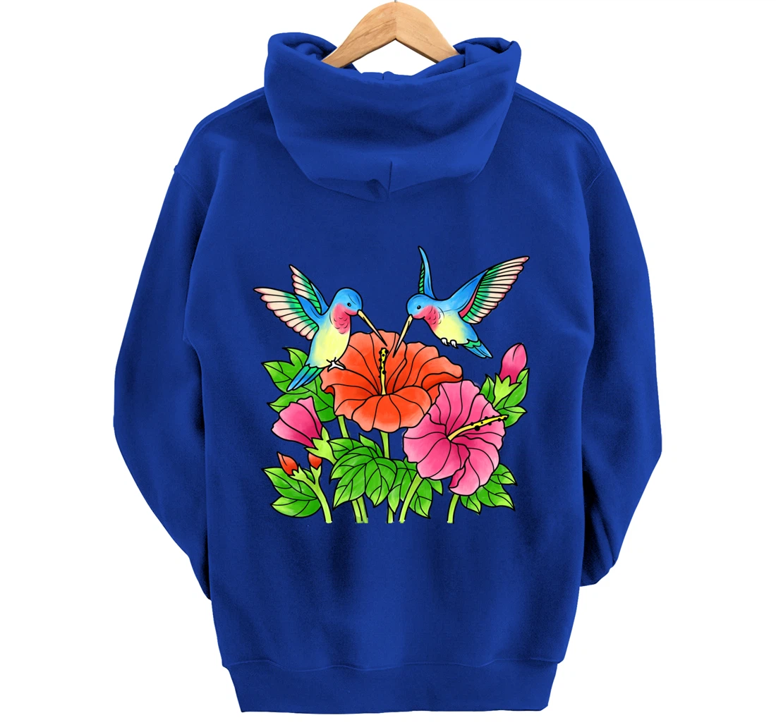 Hummingbirds Flower Women Girl Tropical Birds Exotic Flowers Pullover Hoodie