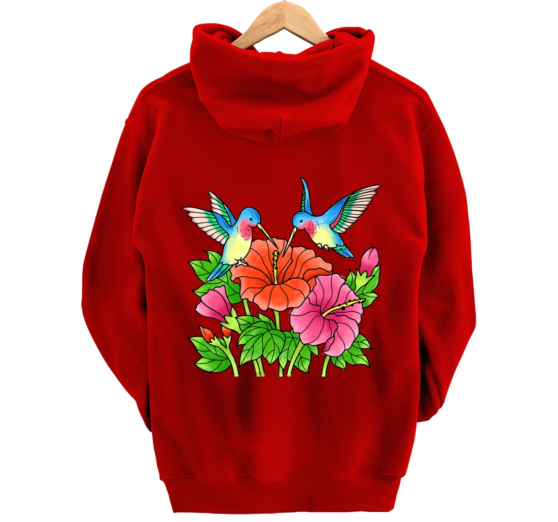 Hummingbirds Flower Women Girl Tropical Birds Exotic Flowers Pullover Hoodie