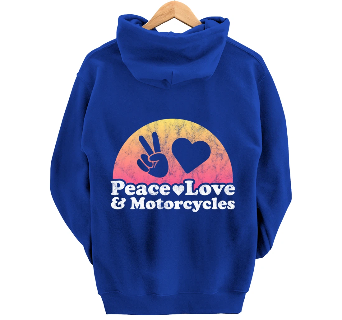 Peace Love and Motorcycles Motorcycle Pullover Hoodie