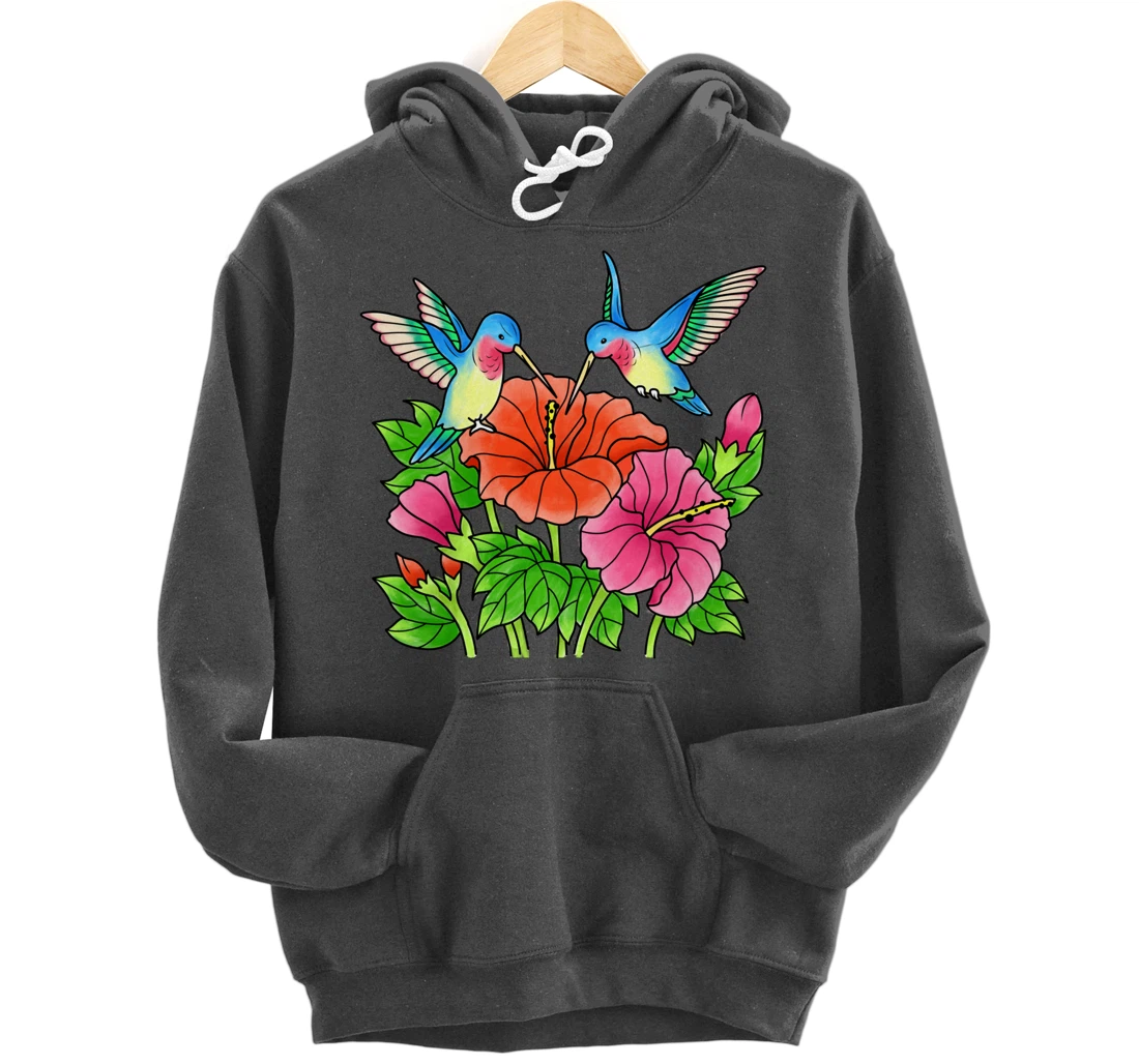 Hummingbirds Flower Women Girl Tropical Birds Exotic Flowers Pullover Hoodie