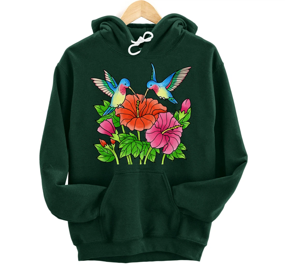 Hummingbirds Flower Women Girl Tropical Birds Exotic Flowers Pullover Hoodie