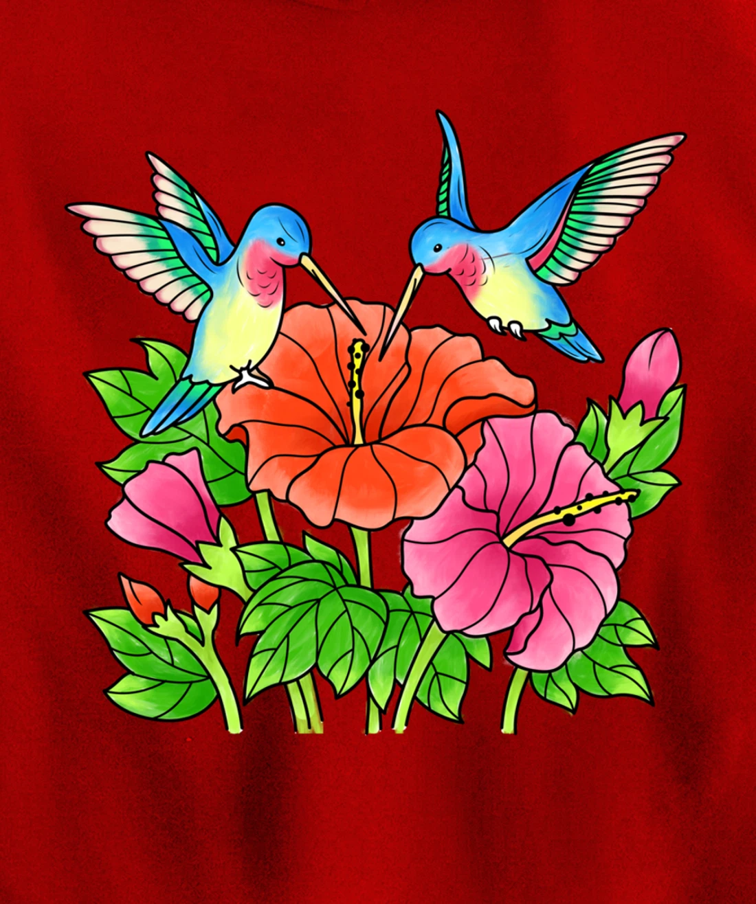 Hummingbirds Flower Women Girl Tropical Birds Exotic Flowers Pullover Hoodie