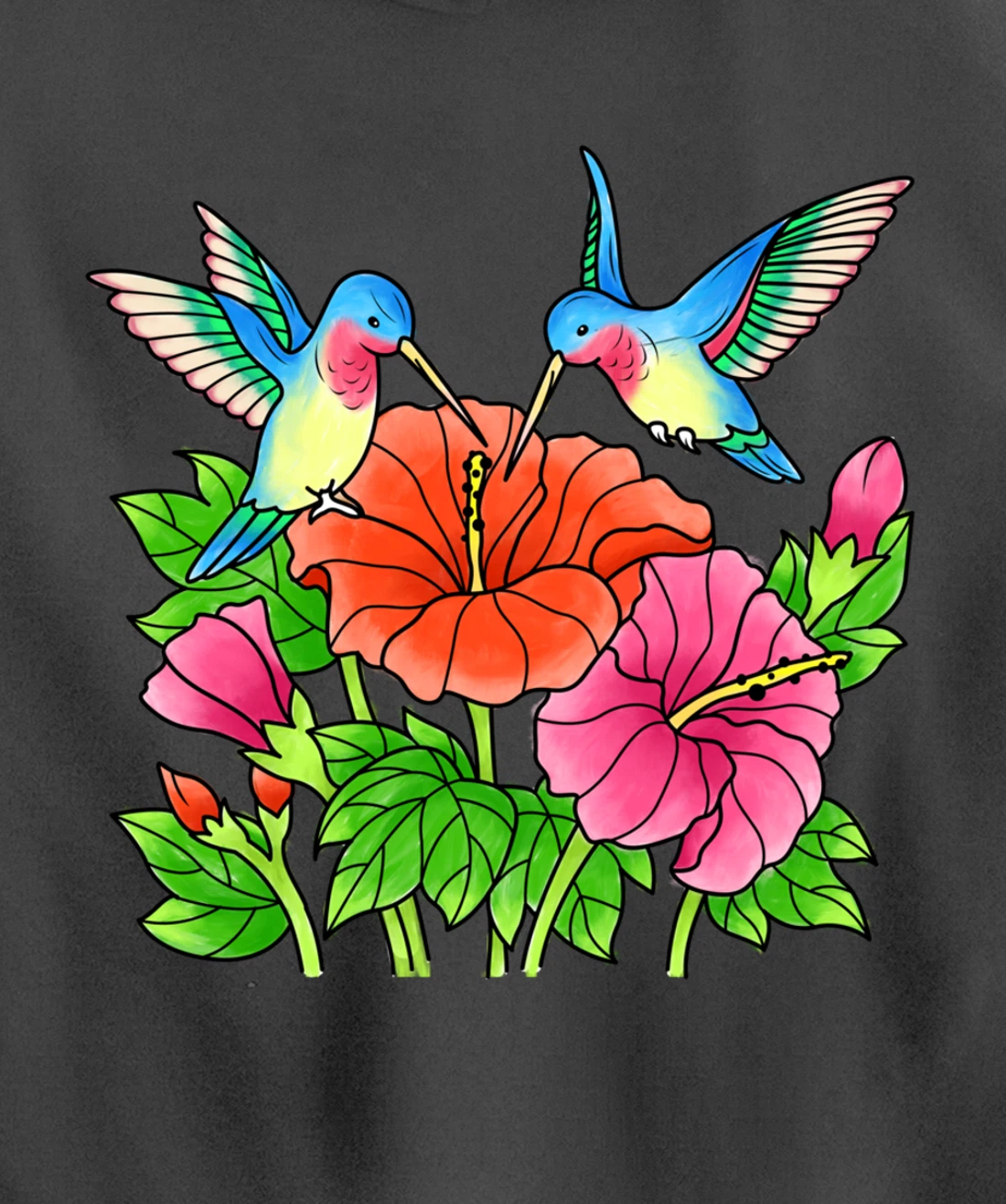 Hummingbirds Flower Women Girl Tropical Birds Exotic Flowers Pullover Hoodie