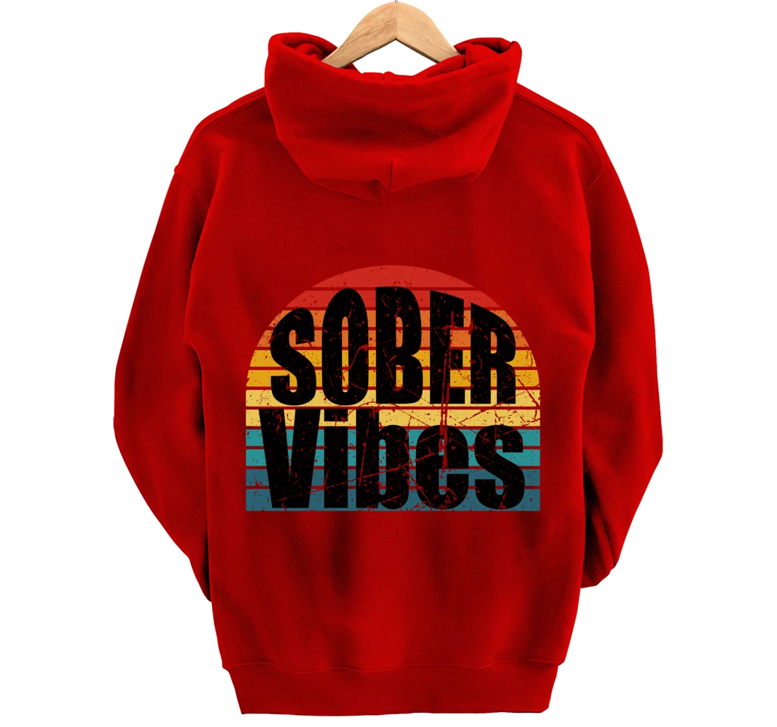 Sober Vibes Retro Sunset Vintage Swag Sober Recovery Pullover Hoodie