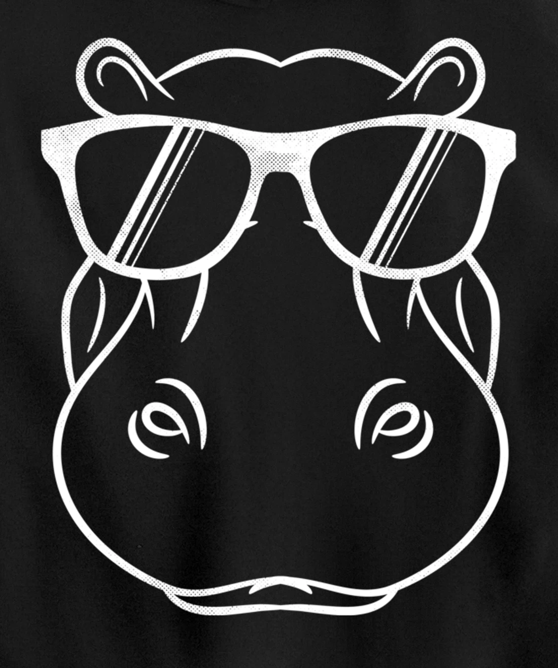 Hippo Face Wearing Sunglasses Funny Hippopotamus Animal Pullover Hoodie
