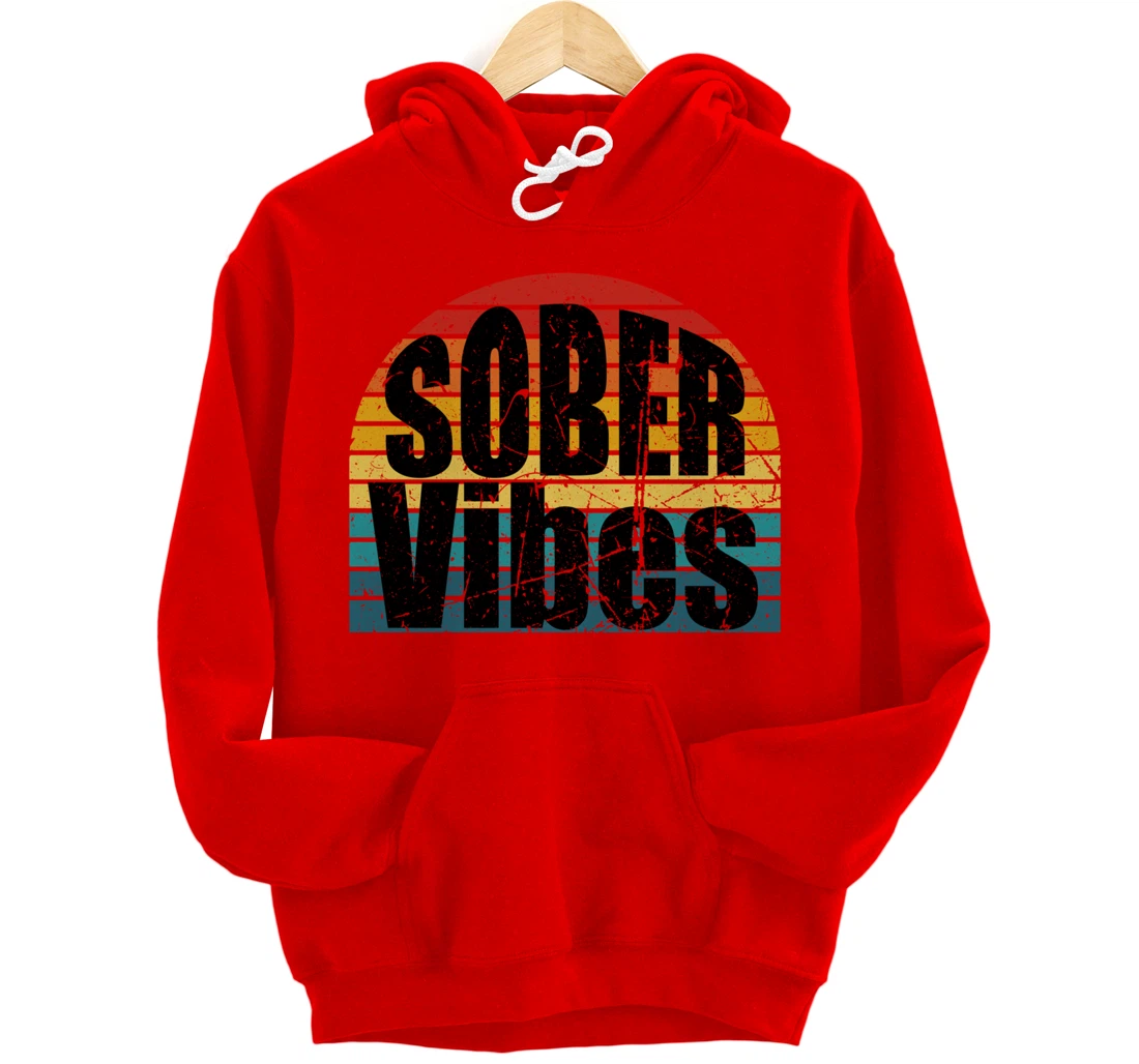 Sober Vibes Retro Sunset Vintage Swag Sober Recovery Pullover Hoodie
