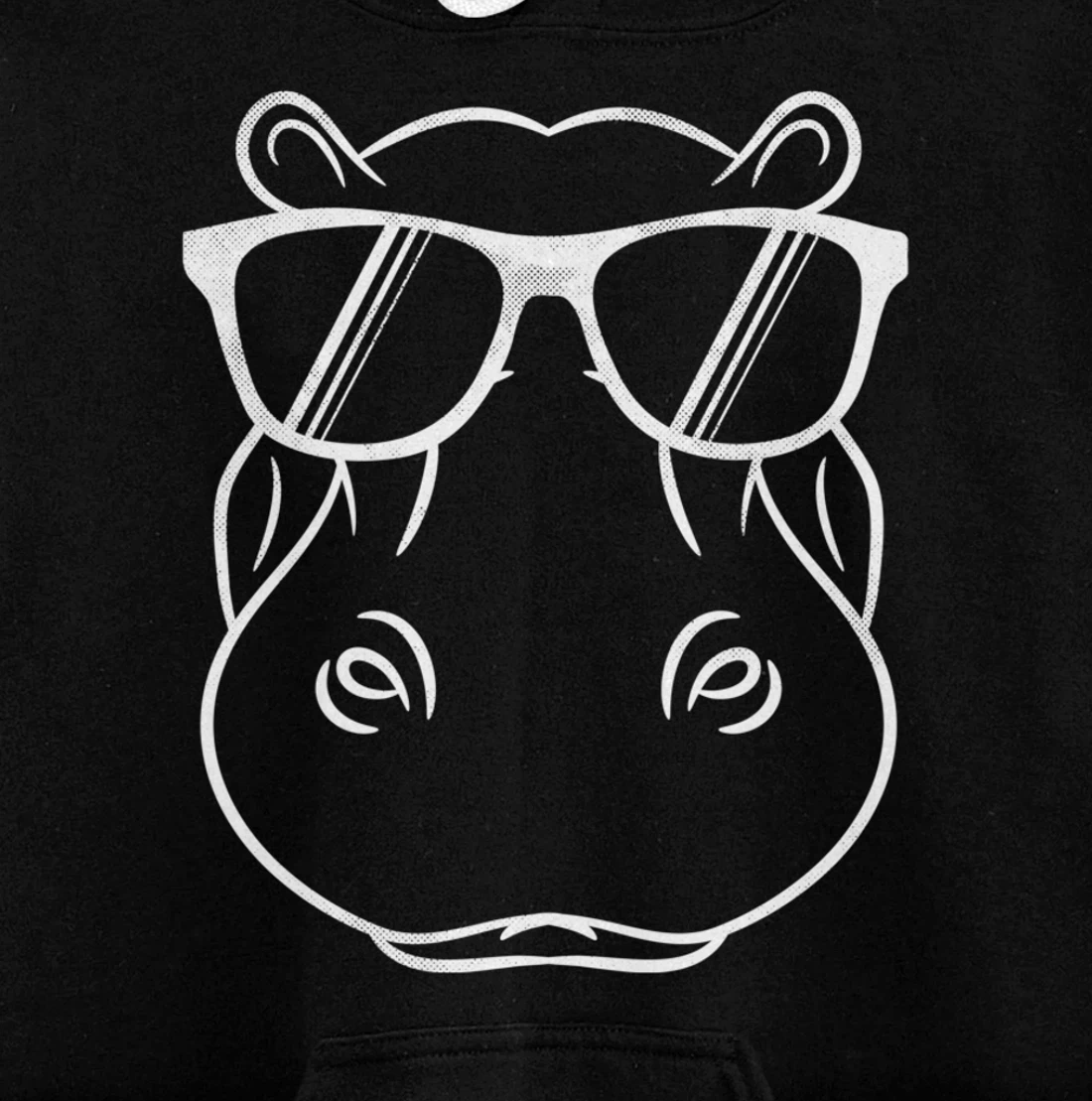 Hippo Face Wearing Sunglasses Funny Hippopotamus Animal Pullover Hoodie