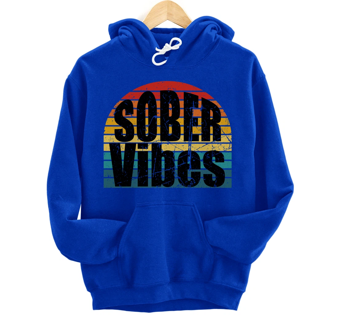 Sober Vibes Retro Sunset Vintage Swag Sober Recovery Pullover Hoodie