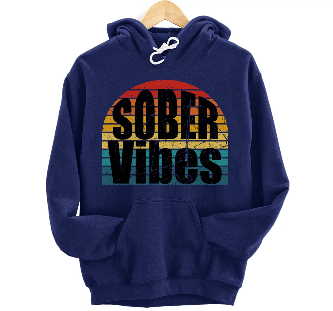 Sober Vibes Retro Sunset Vintage Swag Sober Recovery Pullover Hoodie