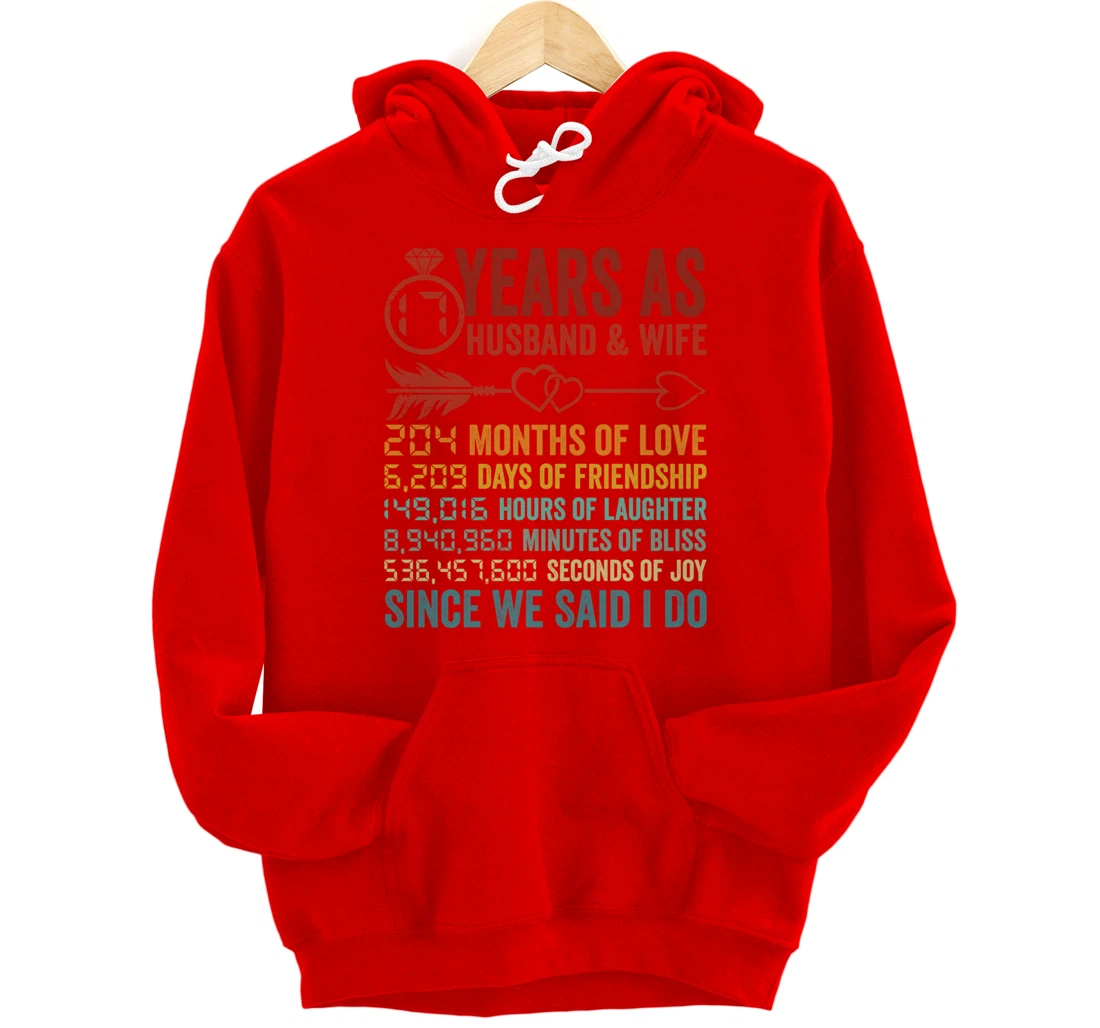 17 Years 204 Months Marriage Life Countdown 17th Anniversary Pullover Hoodie