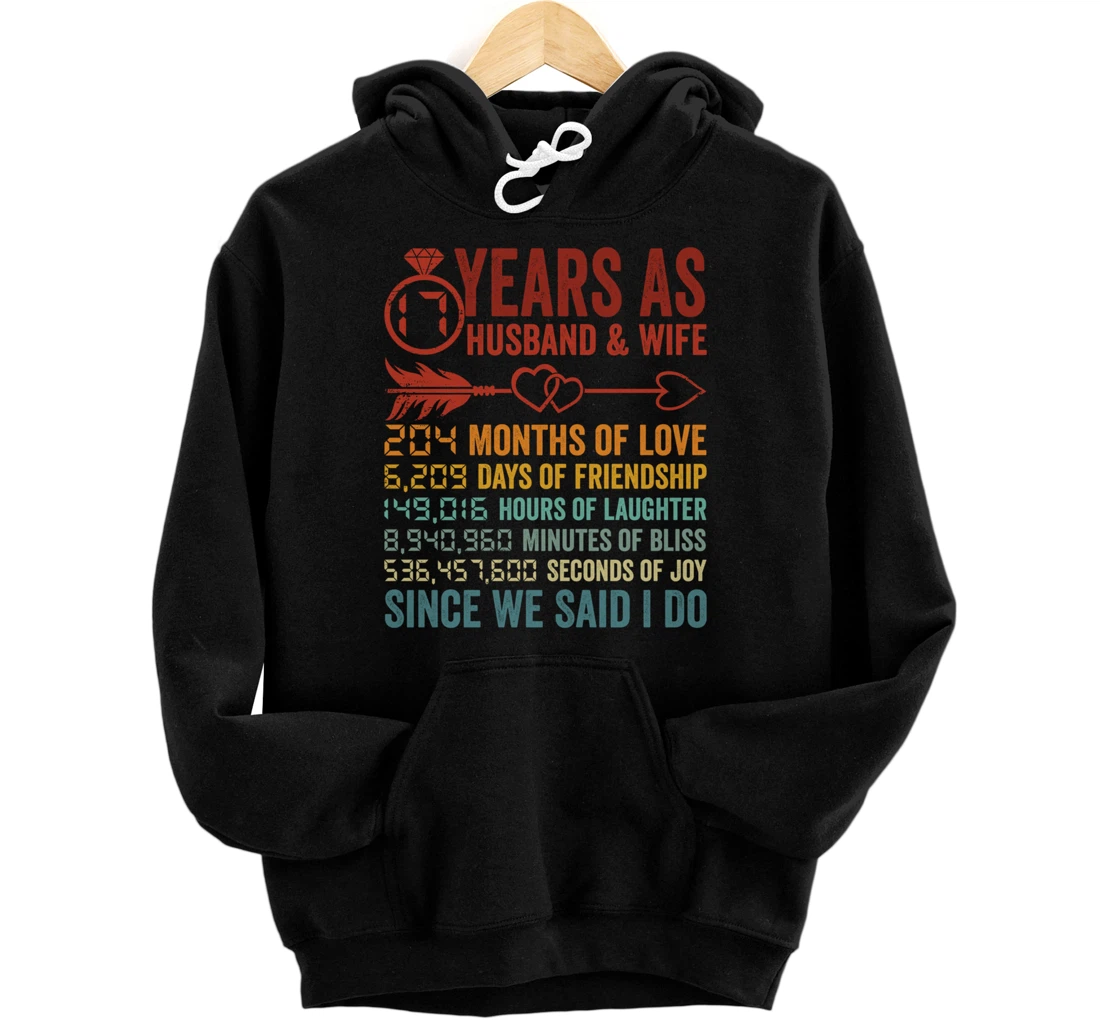 17 Years 204 Months Marriage Life Countdown 17th Anniversary Pullover Hoodie