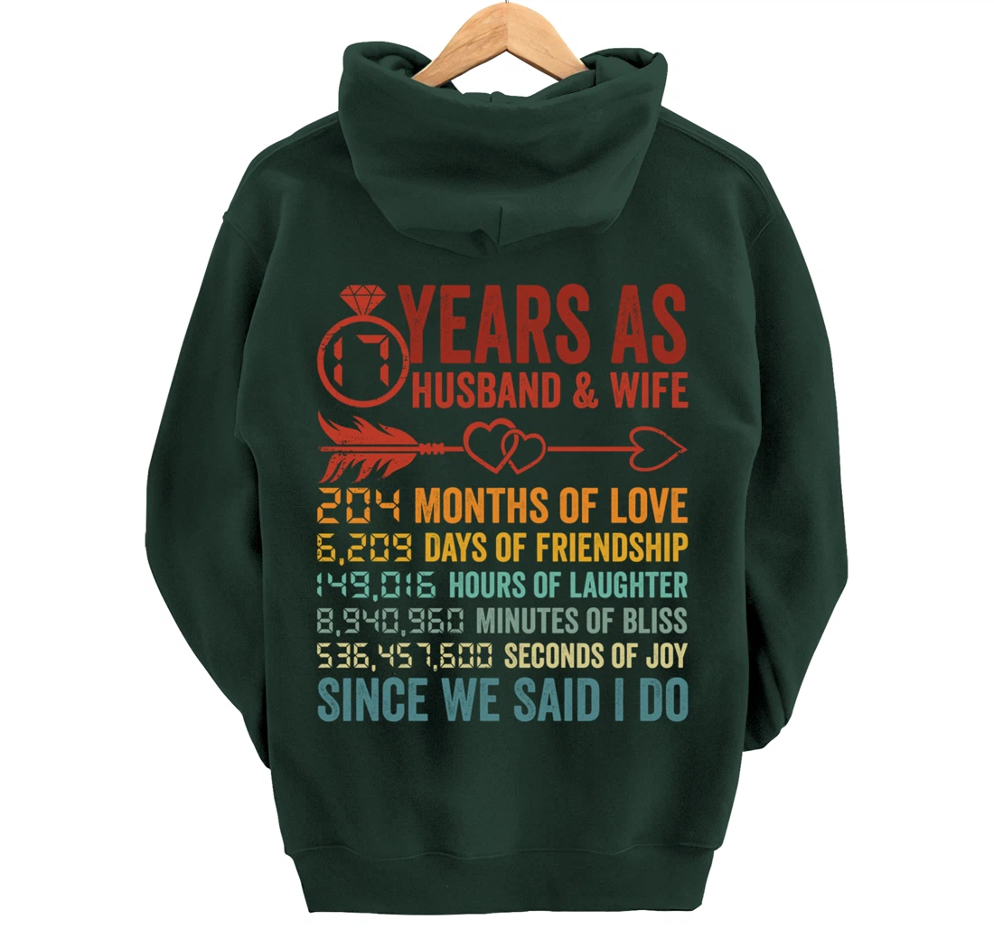 17 Years 204 Months Marriage Life Countdown 17th Anniversary Pullover Hoodie
