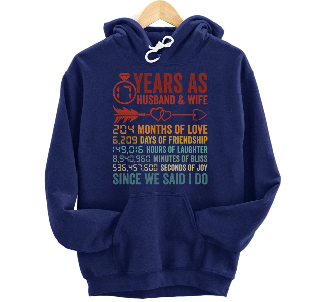 17 Years 204 Months Marriage Life Countdown 17th Anniversary Pullover Hoodie