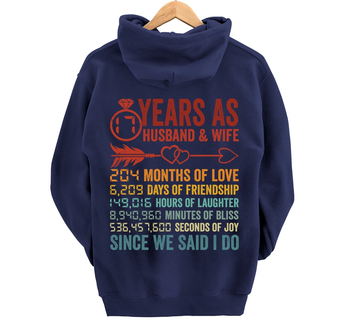17 Years 204 Months Marriage Life Countdown 17th Anniversary Pullover Hoodie