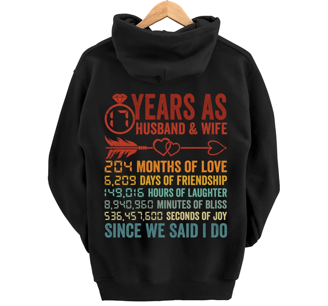 17 Years 204 Months Marriage Life Countdown 17th Anniversary Pullover Hoodie