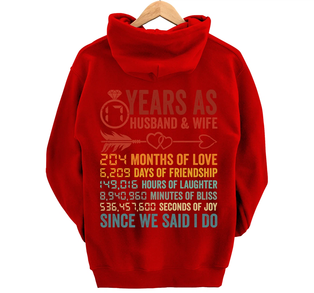 17 Years 204 Months Marriage Life Countdown 17th Anniversary Pullover Hoodie