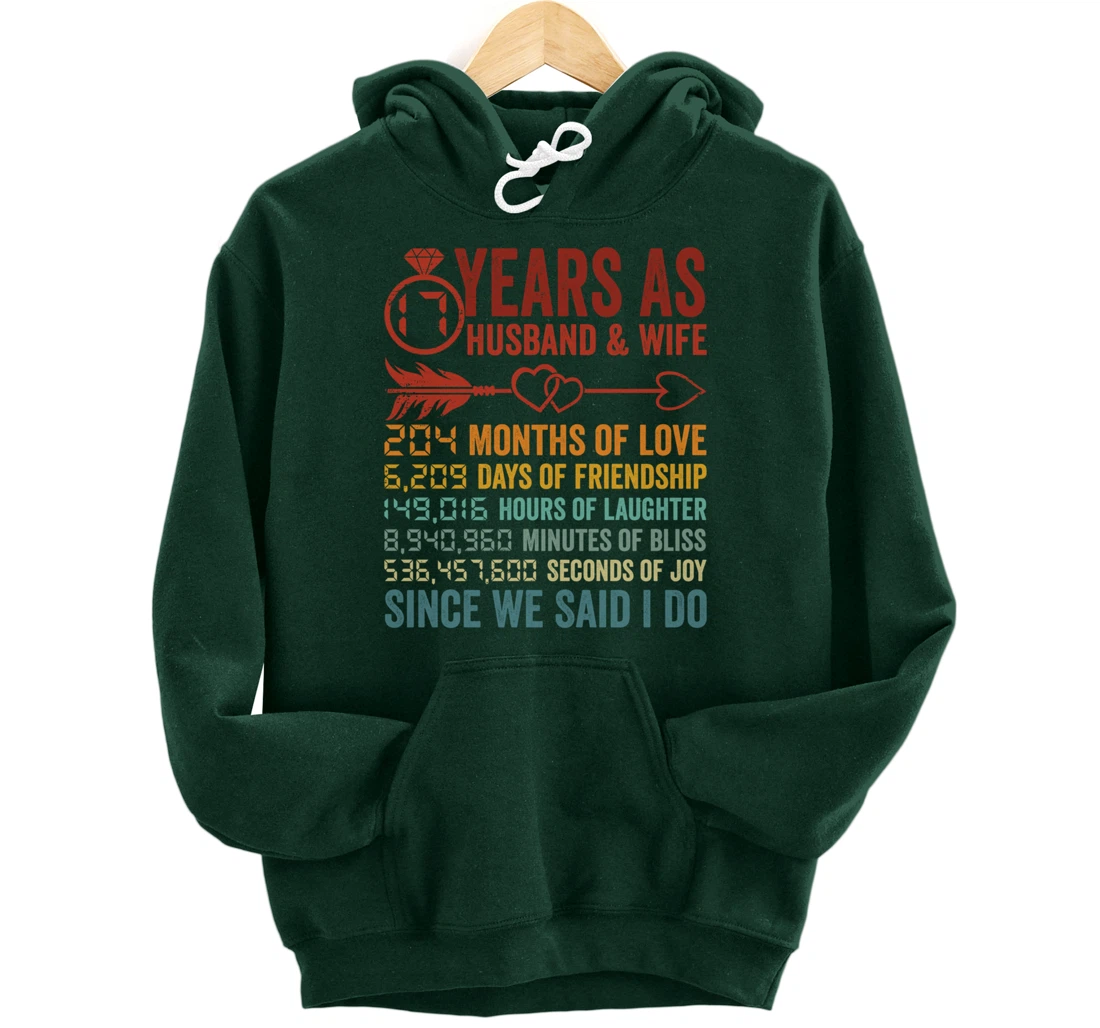 17 Years 204 Months Marriage Life Countdown 17th Anniversary Pullover Hoodie