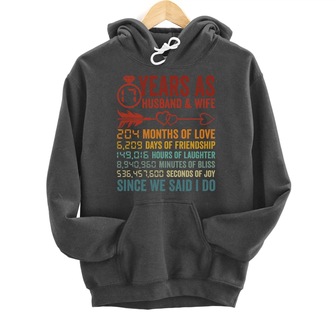 17 Years 204 Months Marriage Life Countdown 17th Anniversary Pullover Hoodie