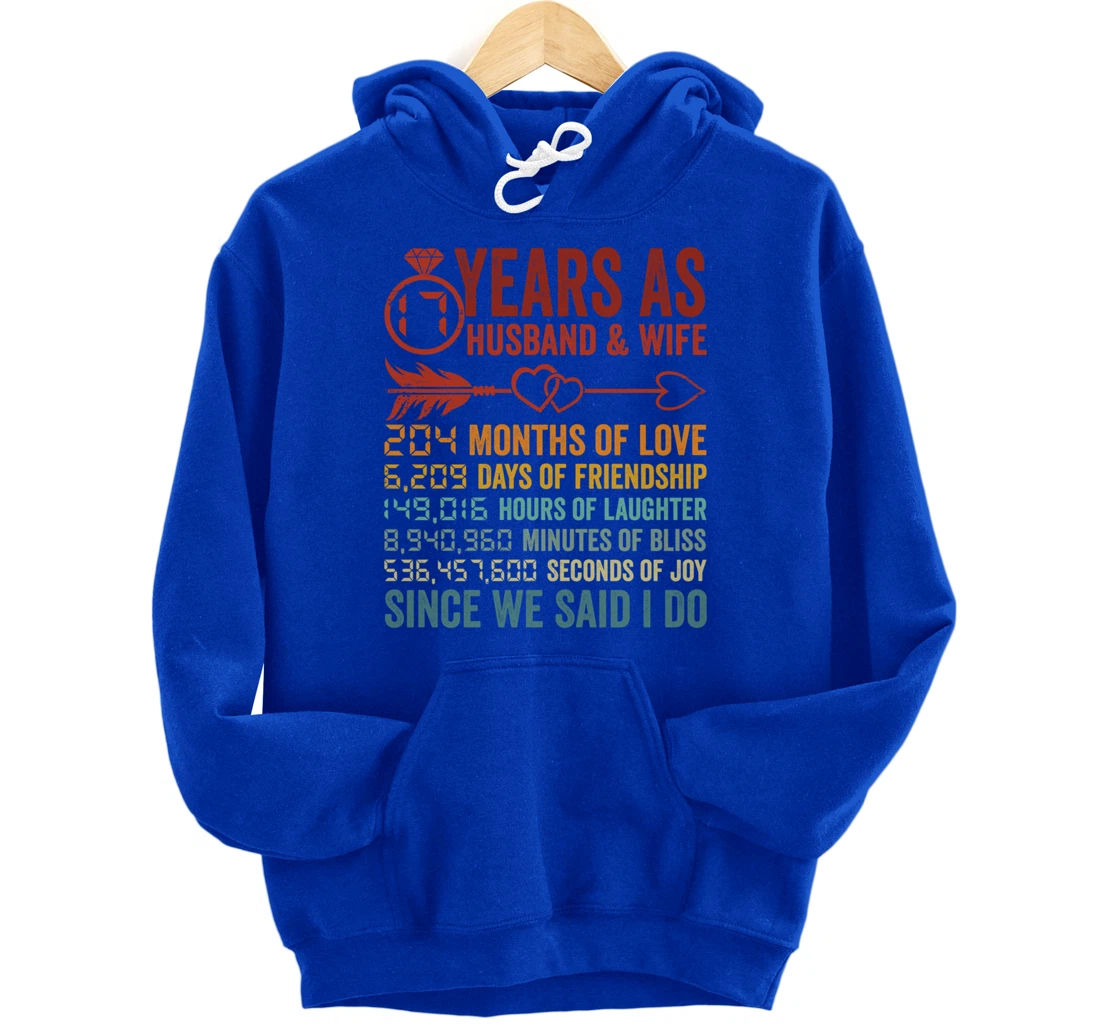 17 Years 204 Months Marriage Life Countdown 17th Anniversary Pullover Hoodie