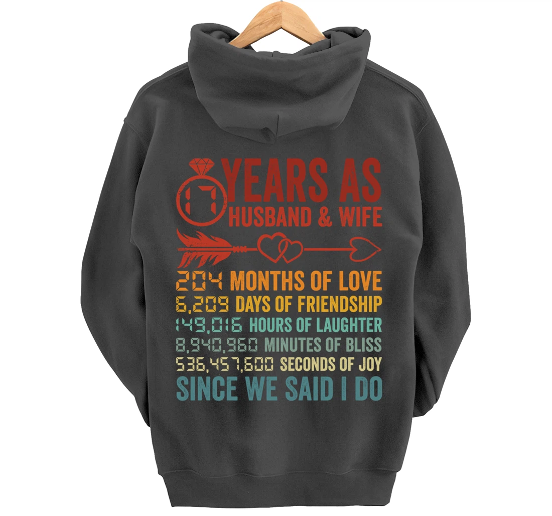 17 Years 204 Months Marriage Life Countdown 17th Anniversary Pullover Hoodie