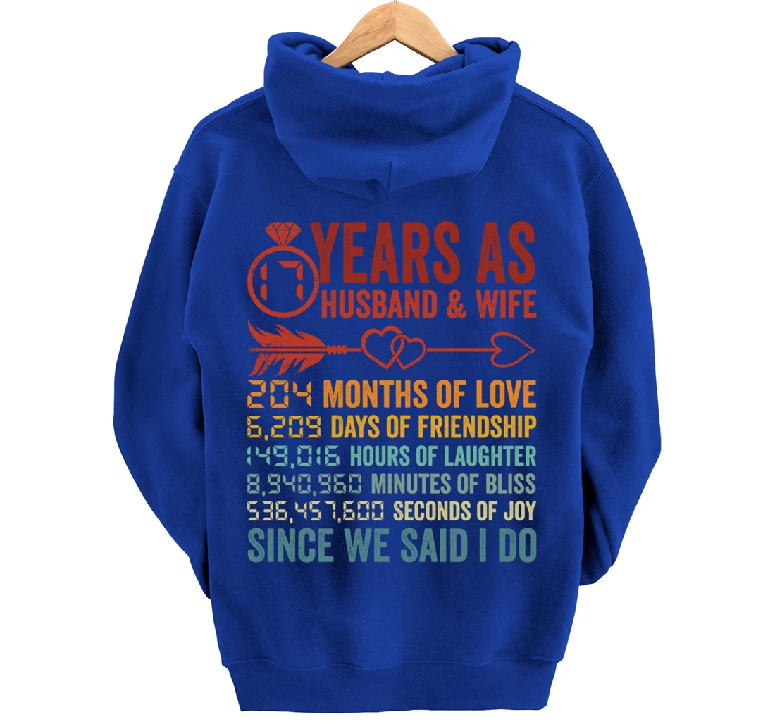 17 Years 204 Months Marriage Life Countdown 17th Anniversary Pullover Hoodie
