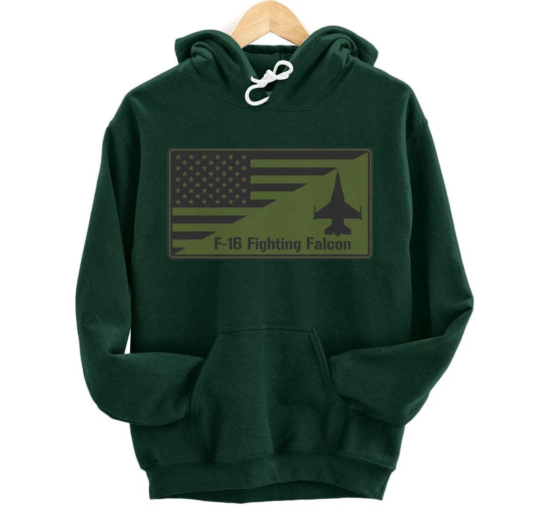 F-16 Fighting Falcon American Flag Patch Pullover Hoodie