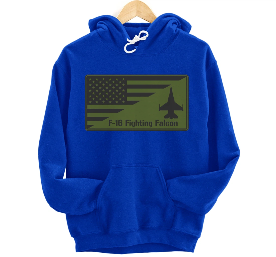 F-16 Fighting Falcon American Flag Patch Pullover Hoodie