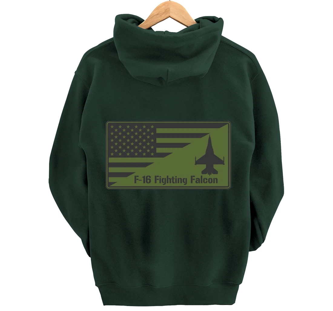 F-16 Fighting Falcon American Flag Patch Pullover Hoodie