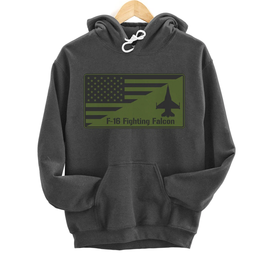 F-16 Fighting Falcon American Flag Patch Pullover Hoodie