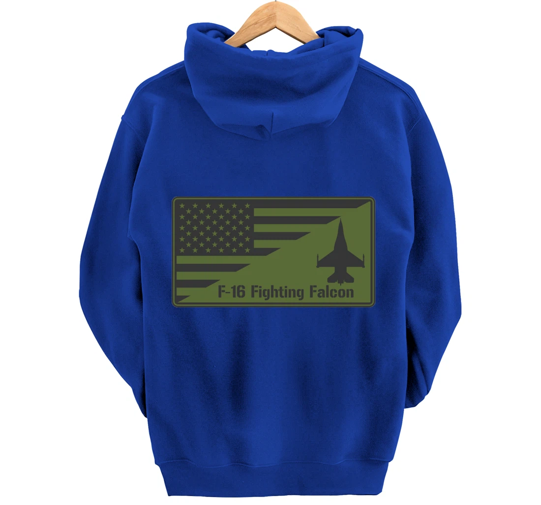 F-16 Fighting Falcon American Flag Patch Pullover Hoodie