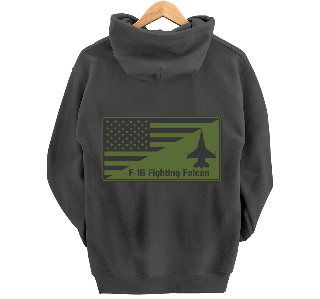 F-16 Fighting Falcon American Flag Patch Pullover Hoodie