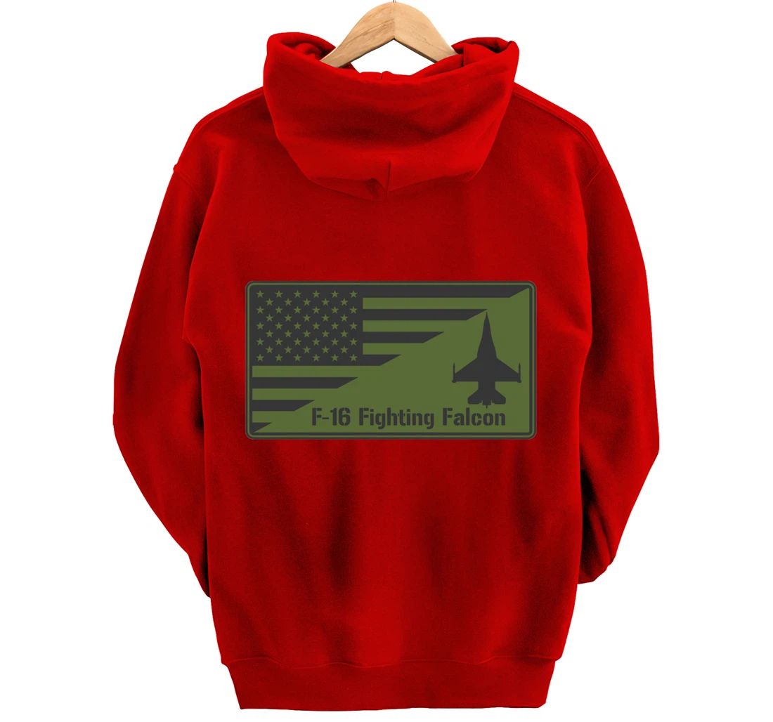 F-16 Fighting Falcon American Flag Patch Pullover Hoodie
