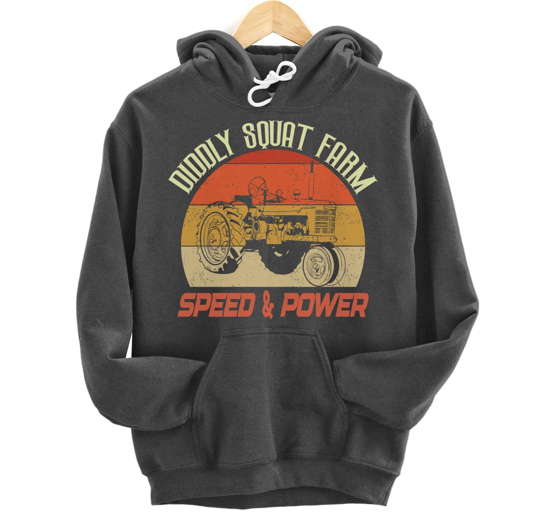 Retro vintage tractor farming farmer quote Diddly Squat Farm Pullover Hoodie