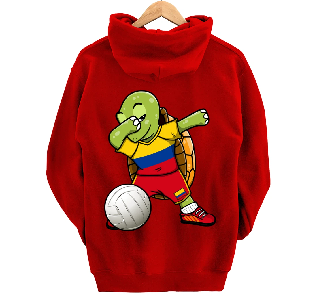 Dabbing Turtle Colombia Volleyball Fans Jersey Sport Flag Pullover Hoodie