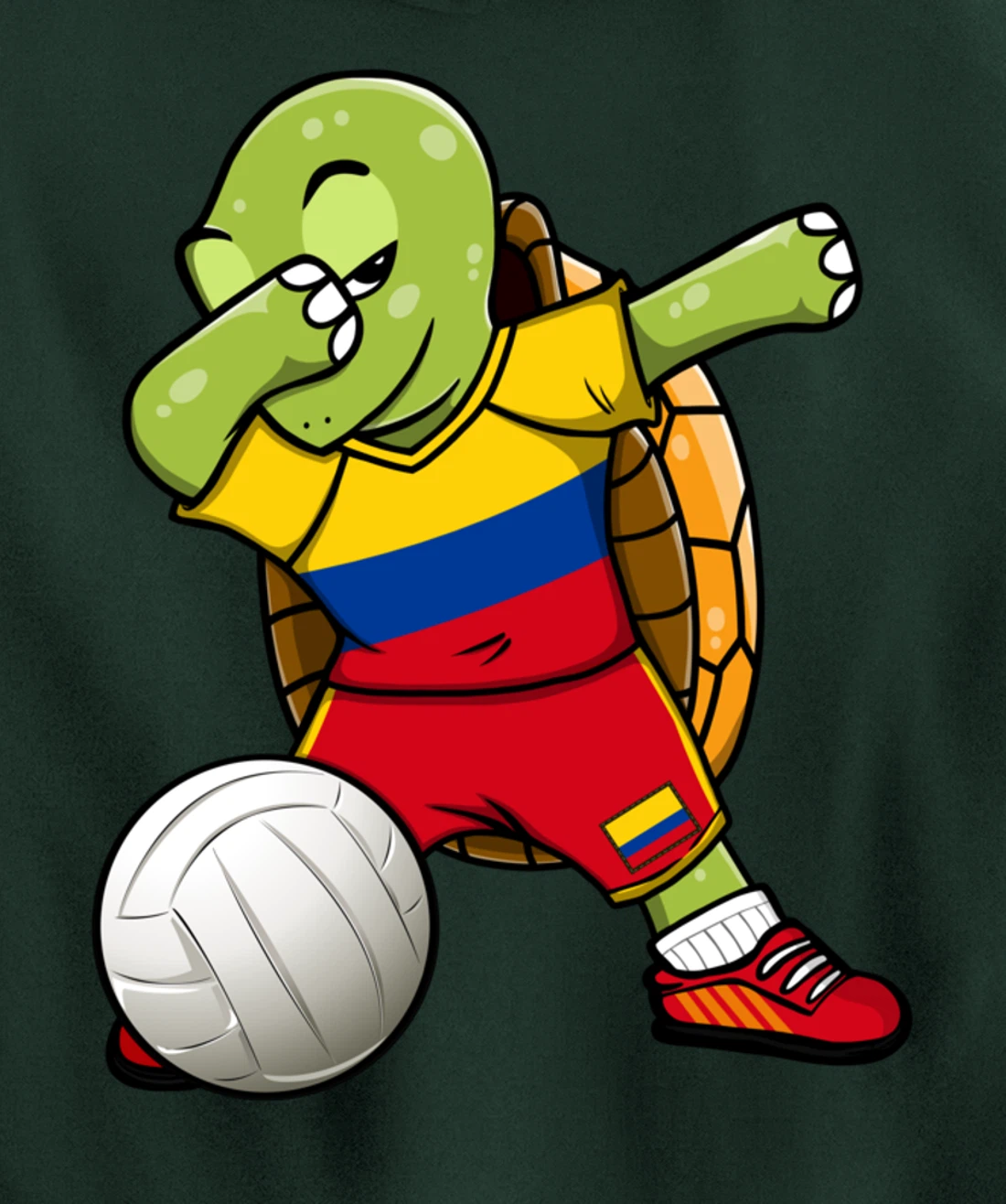 Dabbing Turtle Colombia Volleyball Fans Jersey Sport Flag Pullover Hoodie