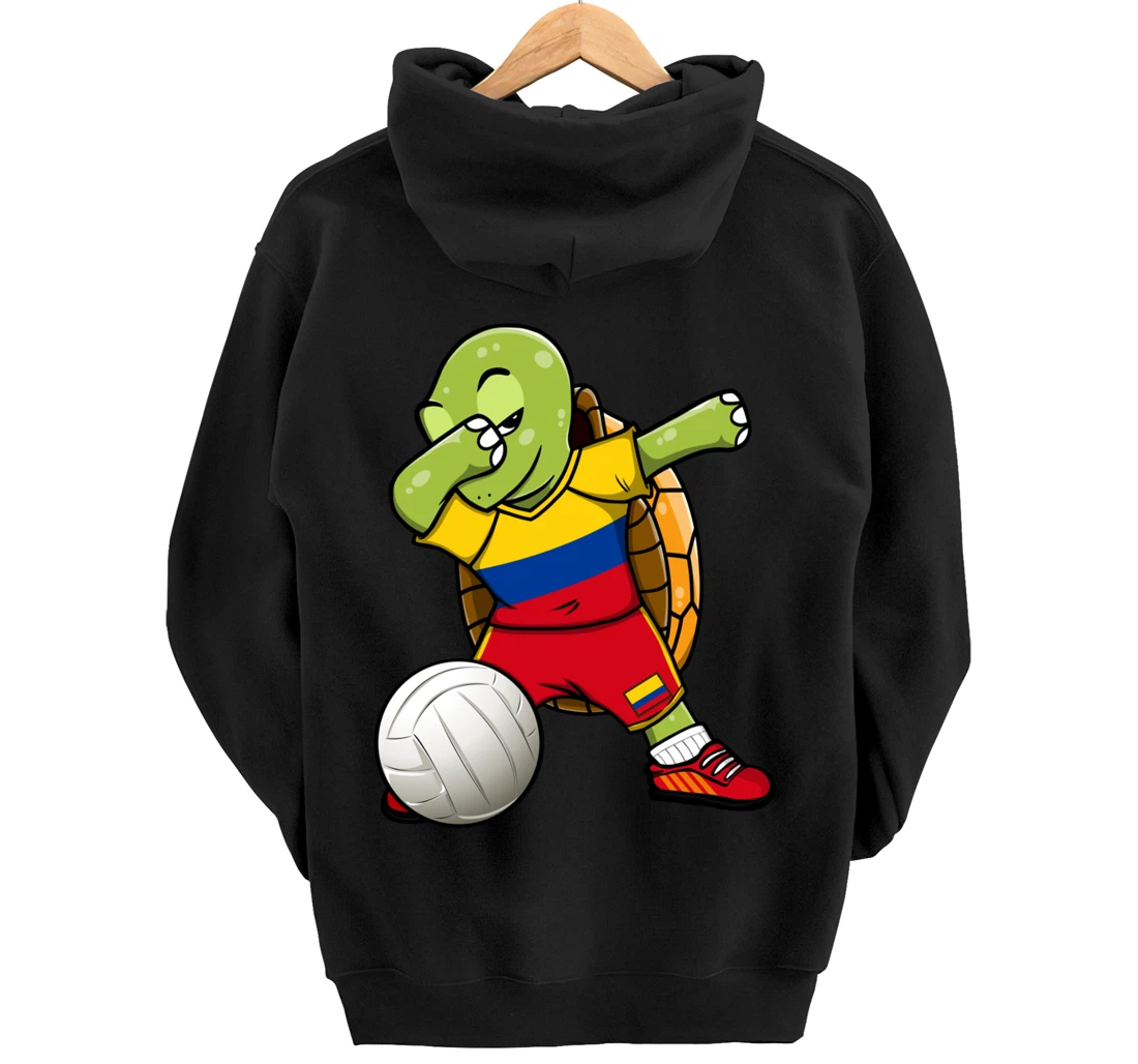 Dabbing Turtle Colombia Volleyball Fans Jersey Sport Flag Pullover Hoodie