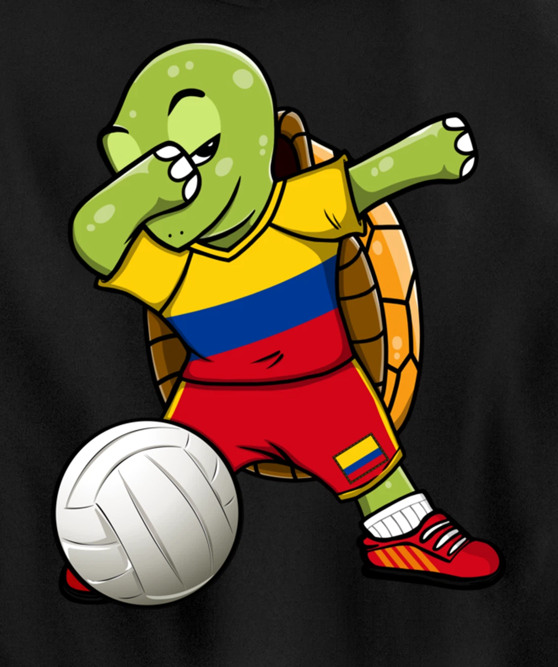 Dabbing Turtle Colombia Volleyball Fans Jersey Sport Flag Pullover Hoodie